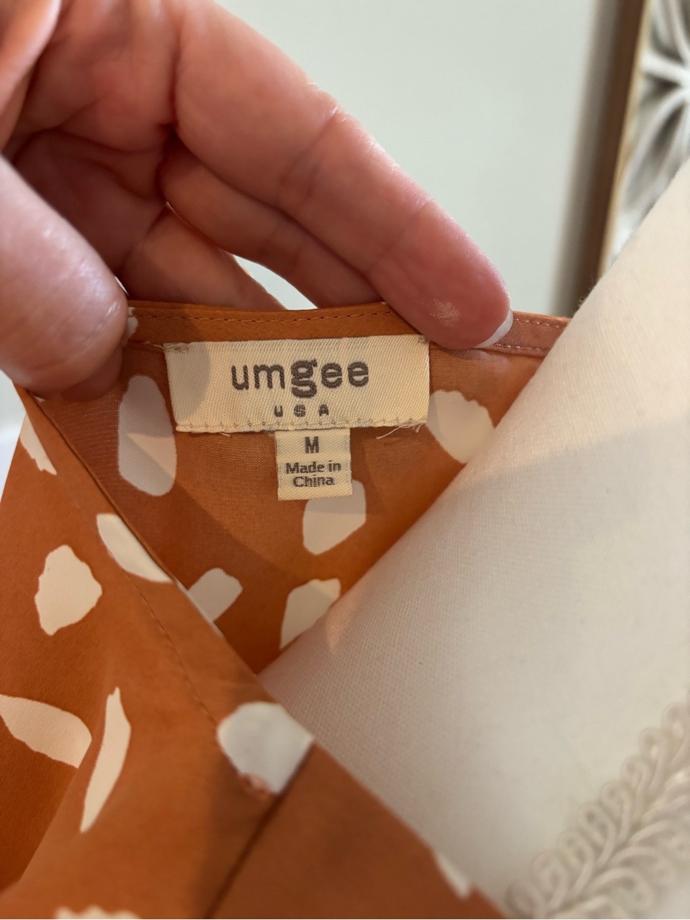 Umgee Rust Mini Dress with White Spot Print - Picture 4 of 5